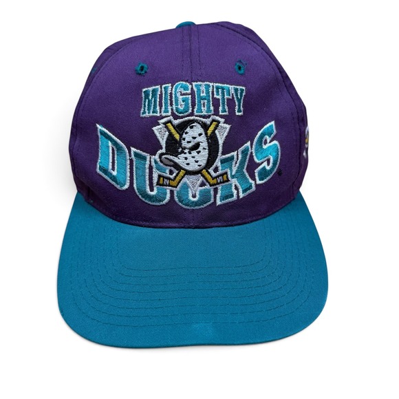The Game Other - Vintage Mighty Ducks Anaheim NHL Snapback Hat The G Cap Purple Teal Retro Cap